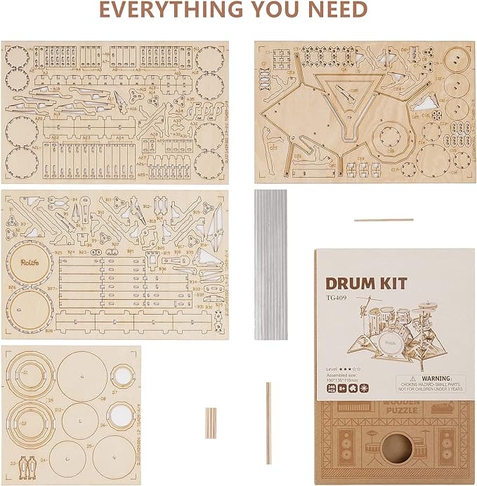 Artfutale Magic Drum kit Model 3D Wooden Puzzle