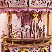 Artfutale Romantic Carousel Mechanical Music Box 3D Wooden Puzzle