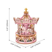 Artfutale Romantic Carousel Mechanical Music Box 3D Wooden Puzzle