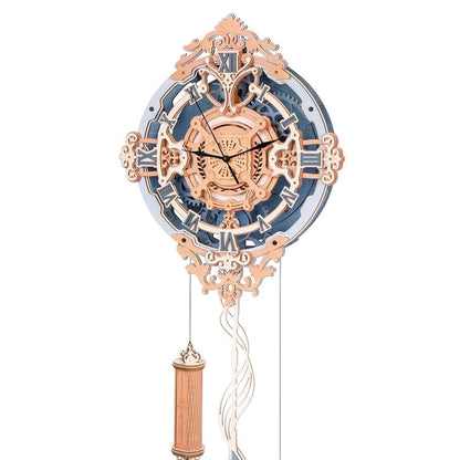 Artfutale Romantic Note Wall Clock 3D Wooden Mechanical Gear Puzzle