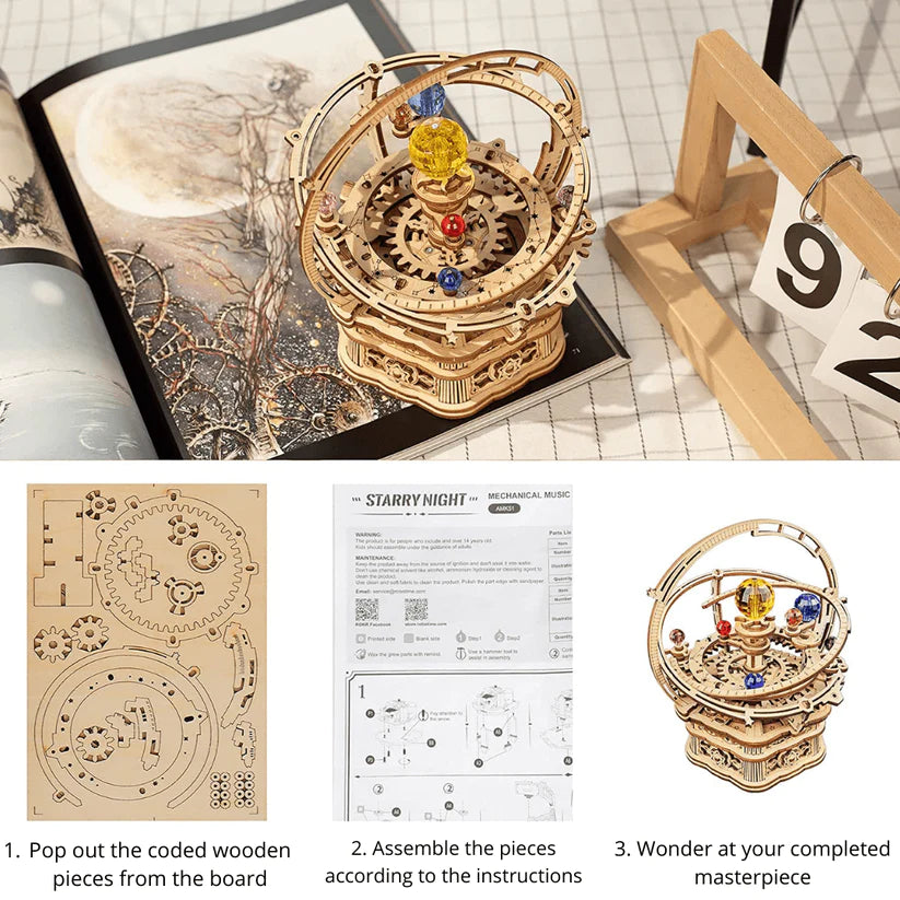 Artfutale Starry Night Orrery Mechanical Music Box