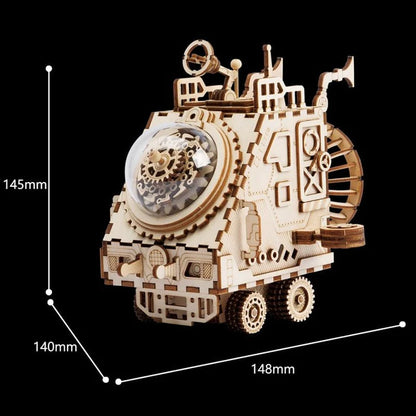 Artfutale Steampunk Spaceship Music Box 3D Wooden Puzzle