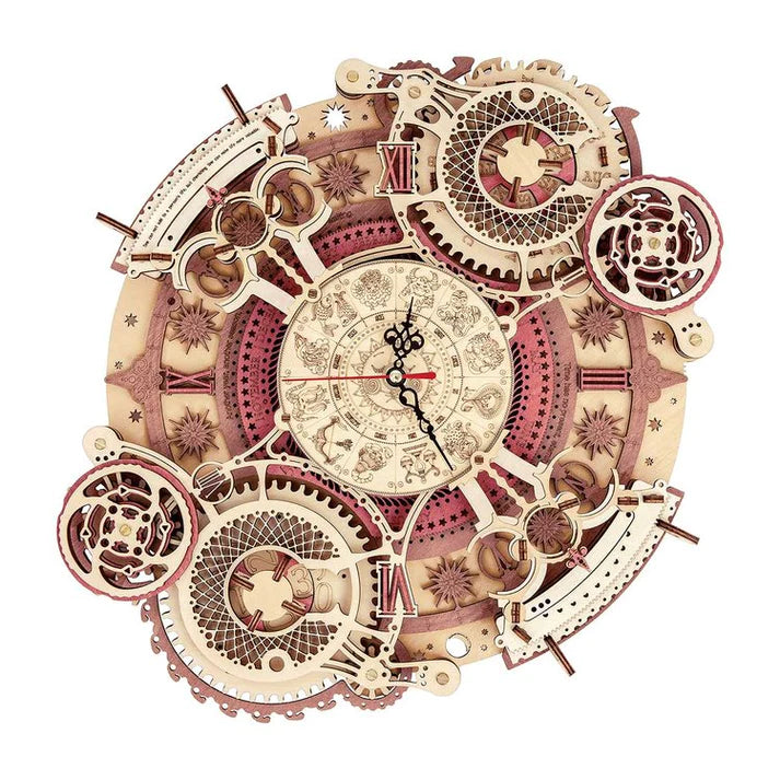 Artfutale Zodiac Wall Clock Mechanical Time Art Engine 3D Wooden Puzzle